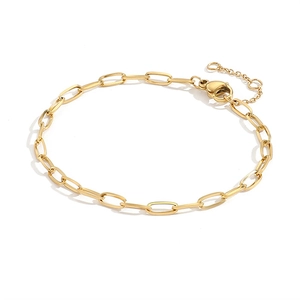 Minimalistisches vergoldetes Gliederkettenarmband aus Edelstahl mit Karabinerverschluss