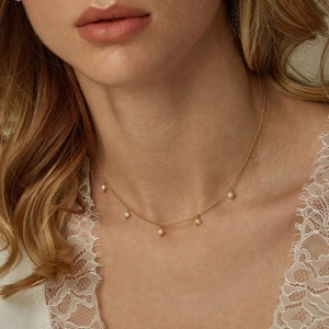 Minimalist Necklace Stainless Steel 14K Gold Plated Imitation Artificial Pearl Beads Elegant Dainty Choker For Women Jewelry Gift