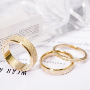 Minimalist Stainless Steel Frosted Sandblasted Ring For Men Women Minimalist Gold Rose Gold Steel Color Band Finger Ring