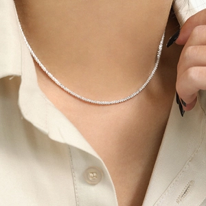 Élégant Collier Chaîne en Acier Inoxydable Poussière d'Étoiles Scintillante pour Femme Or Argent Plaqué Bijoux de Mode Cadeau Accessoire