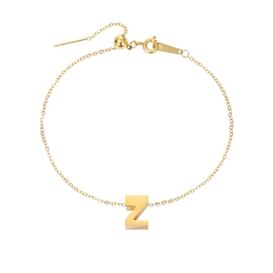 Adjustable 18K gold-plated stainless steel anklet with a 3D letter Z alphabet pendant