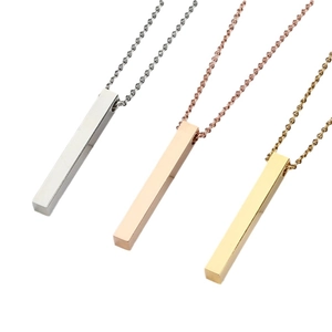 Geometric bar pendant necklaces in silver, gold and rose gold stainless steel