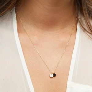 Minimalist Stainless Steel Necklace With Round Discs Polished Elegant Daily Wear Jewelry For Women