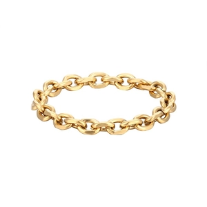 Polished gold stainless steel chain ring with oval geometric link design for women