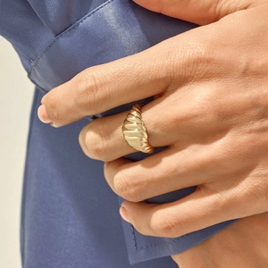 Bague Croissant Vintage en Acier Inoxydable pour Femmes Hommes Bague Torsadée Géométrique Plaquée Or Argent Bijoux