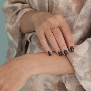 Minimalist Stainless Steel Chain Link Ring For Women Gold Steel Tone Oval Faceted Chain Ring Fashion Jewelry Finger Gift