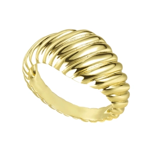 Bague croissant torsadée dorée en acier inoxydable poli avec un design ondulé élégant