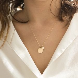 Minimalist Stainless Steel Double Round Tag Pendant Necklace For Women Gold Silver Disc Link Chain Fashion Jewelry