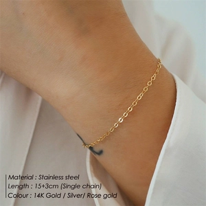 Elegant multi-layer gold-plated stainless steel chain bracelet for women with extension