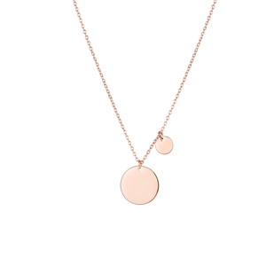Minimalist rose gold stainless steel necklace with double round polished pendant design