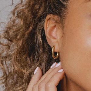 Stainless Steel U-Shaped Hoop Earrings For Women Oval Geometric Thick Gold Silver Plated Hypoallergenic Fashion Jewelry