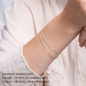 Three-layer gold-plated stainless steel chain bracelet for women on wrist