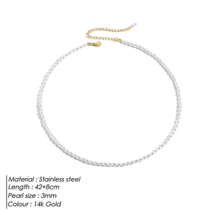 Détails du collier de perles 3mm avec fermoir en acier inoxydable plaqué or 14 carats