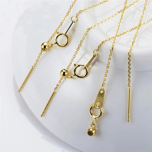 Adjustable golden stainless steel DIY base chain with spring clasp and needle end