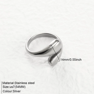 Minimalistischer silberner Edelstahlring mit Tropfendesign und 14 mm Bandbreite