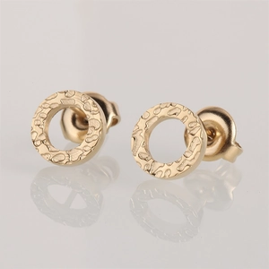 Minimalist gold titanium steel hoop earrings with unique hammered texture and metal backs