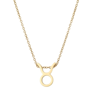 Collier avec pendentif signe du zodiaque Taureau en acier inoxydable 316L plaqué or brillant