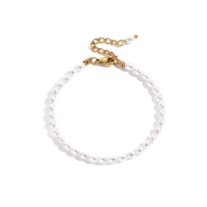 Elegant imitation pearl bracelet for women with titanium steel gold-plated lobster clasp