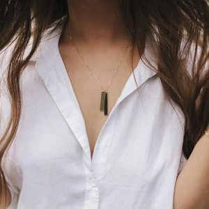 Stainless Steel Double Vertical Bar Pendant Necklace For Women Men Gold Silver Rose Gold Plated Geometric Bar Jewelry