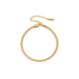 Classic 14k gold-plated stainless steel Cuban link bracelet with adjustable chain