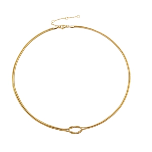 Collier minimaliste à double couche en acier inoxydable doré avec un pendentif en nœud