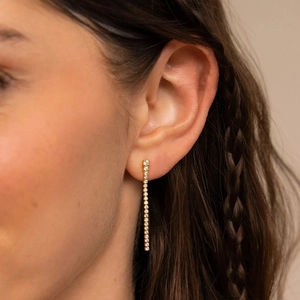 Boucles d'Oreilles Pendantes Linéaires en Acier Inoxydable Zirconia Pour Femme Luxe Frange Incrusté Strass Bijoux Fête