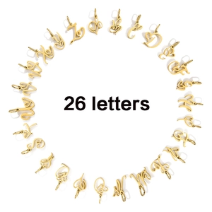 26 gold cursive alphabet pendant charms for DIY jewelry and stainless steel necklaces