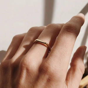 Minimalist Stainless Steel Geometric Flat Bar Ring For Women Electroplated 14K Gold Silver Personalized Jewelry Accessory