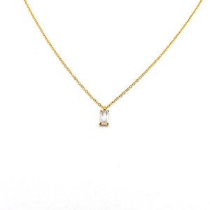 Minimalist 18K gold plated stainless steel necklace with a rectangular zircon pendant