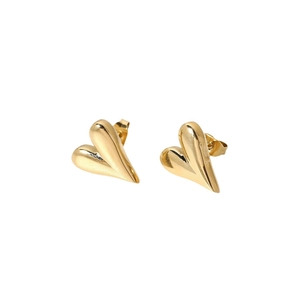 Boucles d'oreilles cœur en acier inoxydable doré à l'or 18 carats pour femme
