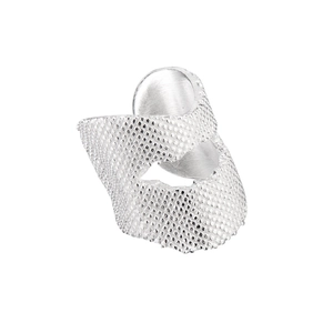Minimalistischer S925 Sterlingsilber Ring mit Gittermuster und industrieller Textur