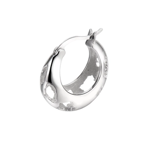 Boucles d'oreilles créoles S925 en argent sterling avec texture creuse et style lave