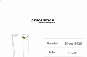 Detail of S925 sterling silver ear cuff set with hammered texture and green gemstone