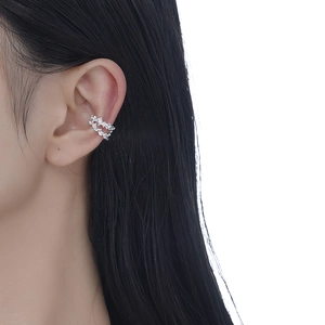 Minimalist S925 sterling silver ear cuff featuring irregular rain drop liquid texture