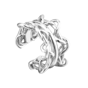 Minimalistischer S925 Silber-Ohrclip mit mehrlagigem, hohl gewickeltem Spiral-Design