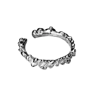 Minimalistischer S925 Sterlingsilber Ring mit Lavatextur und offenem Design