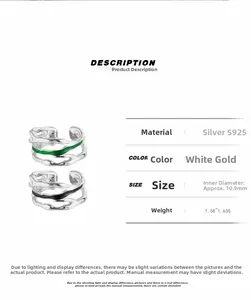 Detail view of S925 sterling silver enamel ear cuff with size and weight specifications