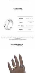 Dettaglio dell'anello in argento sterling S925 con design geometrico ovale lucido