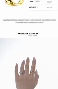 S925 sterling silver minimalist irregular open ring with size 14 and weight specs