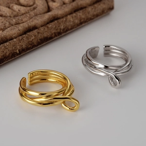 S925 Sterling Silver Hollow Knotted Multi-Layer Winding Open Ring For Women Adjustable Dual-Use Finger Ring Ear Cuff Jewelry