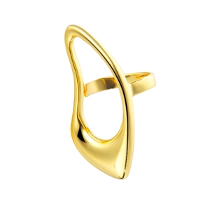 Minimalistischer S925 Silberring vergoldet mit hohlem geometrischem Wassertropfen-Design