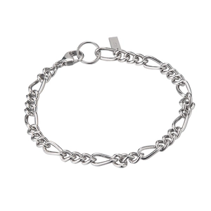 Bracelet chaîne Figaro en argent sterling S925 avec fermoir mousqueton et poinçonné