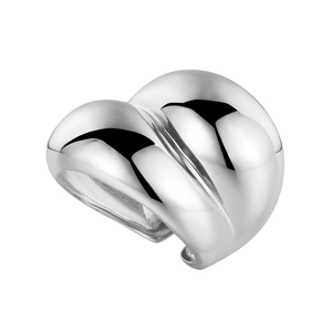 Minimalist wide S925 sterling silver heart-shaped open ring with high-polished mirror finish