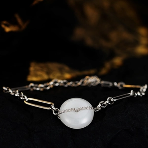 S925 Sterlingsilber Chinesischer Stil Ping'an Kou Weißer Jade Armband Für Damen Elegantes Handgemachtes Zweischichtiges Kettenschmuck