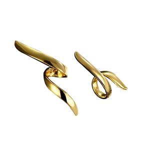 Modern minimalist asymmetric spiral gold plated 925 silver long drop earrings for women