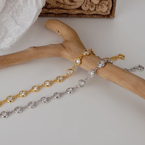 Elegantes S925 Sterlingsilber Zirkonia Armband Set in Gold und Silber Luxus-Finish
