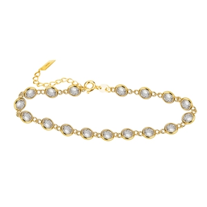 Elegantes Armband aus vergoldetem S925-Silber mit funkelnden runden Kristallen und Verschluss