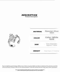 Detailed specs of the S925 sterling silver liquid-style teardrop zircon ear cuff