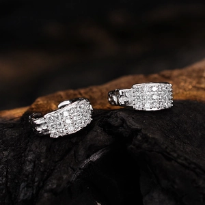 S925 Sterling Silver Rhinestone Paved Ear Cuff Non Pierced Earrings For Women Minimalist Cold Style Jewelry Single Piece