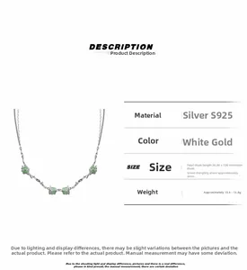 Détail du collier bambou en argent S925 avec pierres aventurine verte et fermoir mousqueton